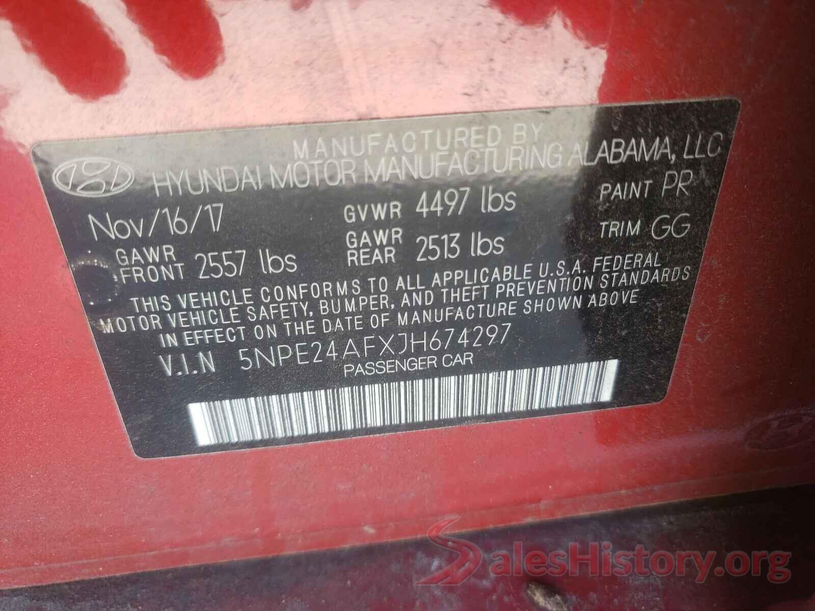 5NPE24AFXJH674297 2018 HYUNDAI SONATA