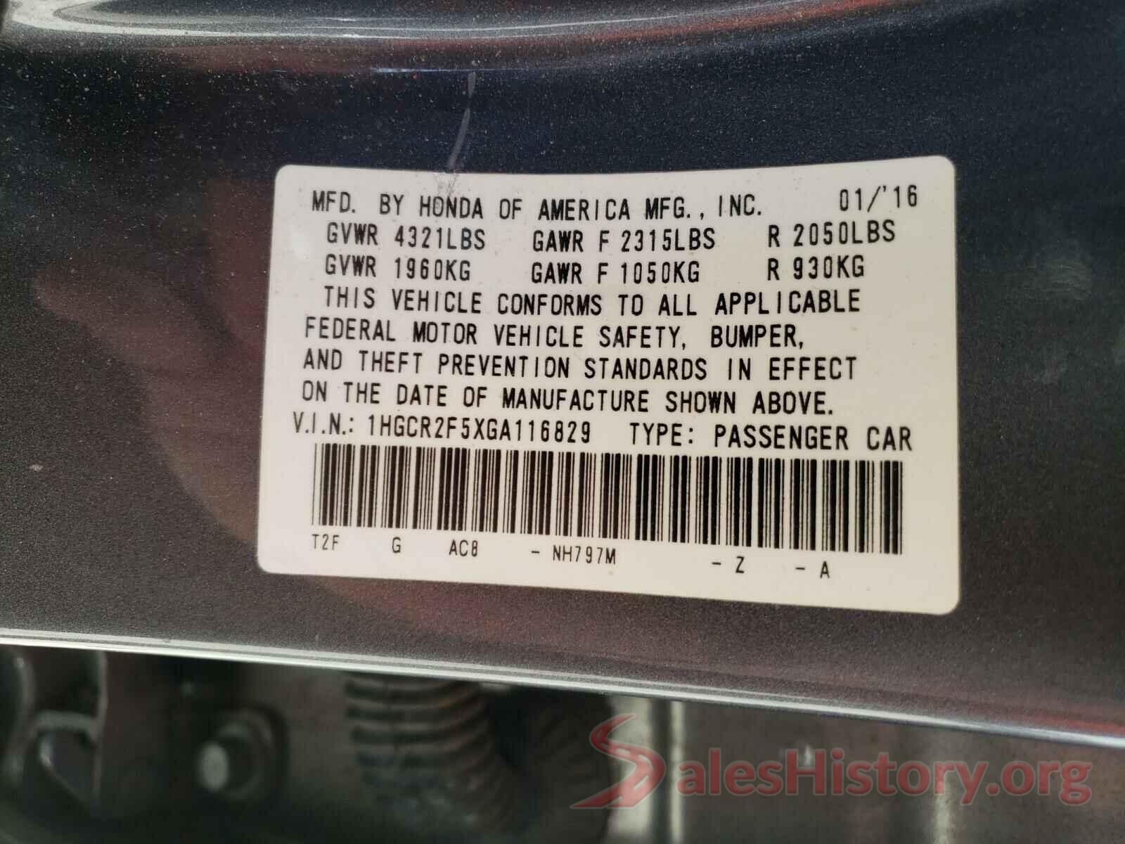 1HGCR2F5XGA116829 2016 HONDA ACCORD