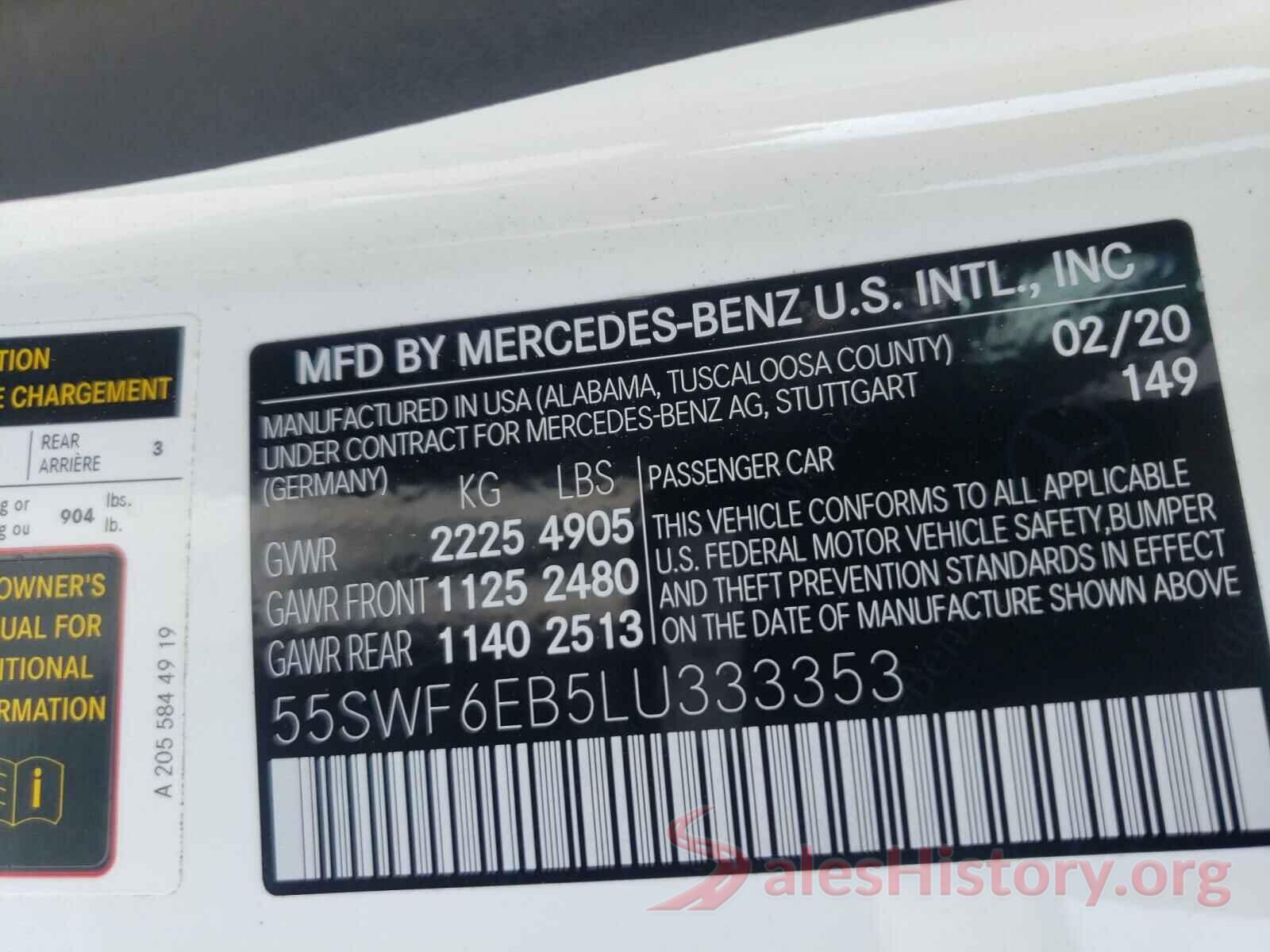 55SWF6EB5LU333353 2020 MERCEDES-BENZ C CLASS