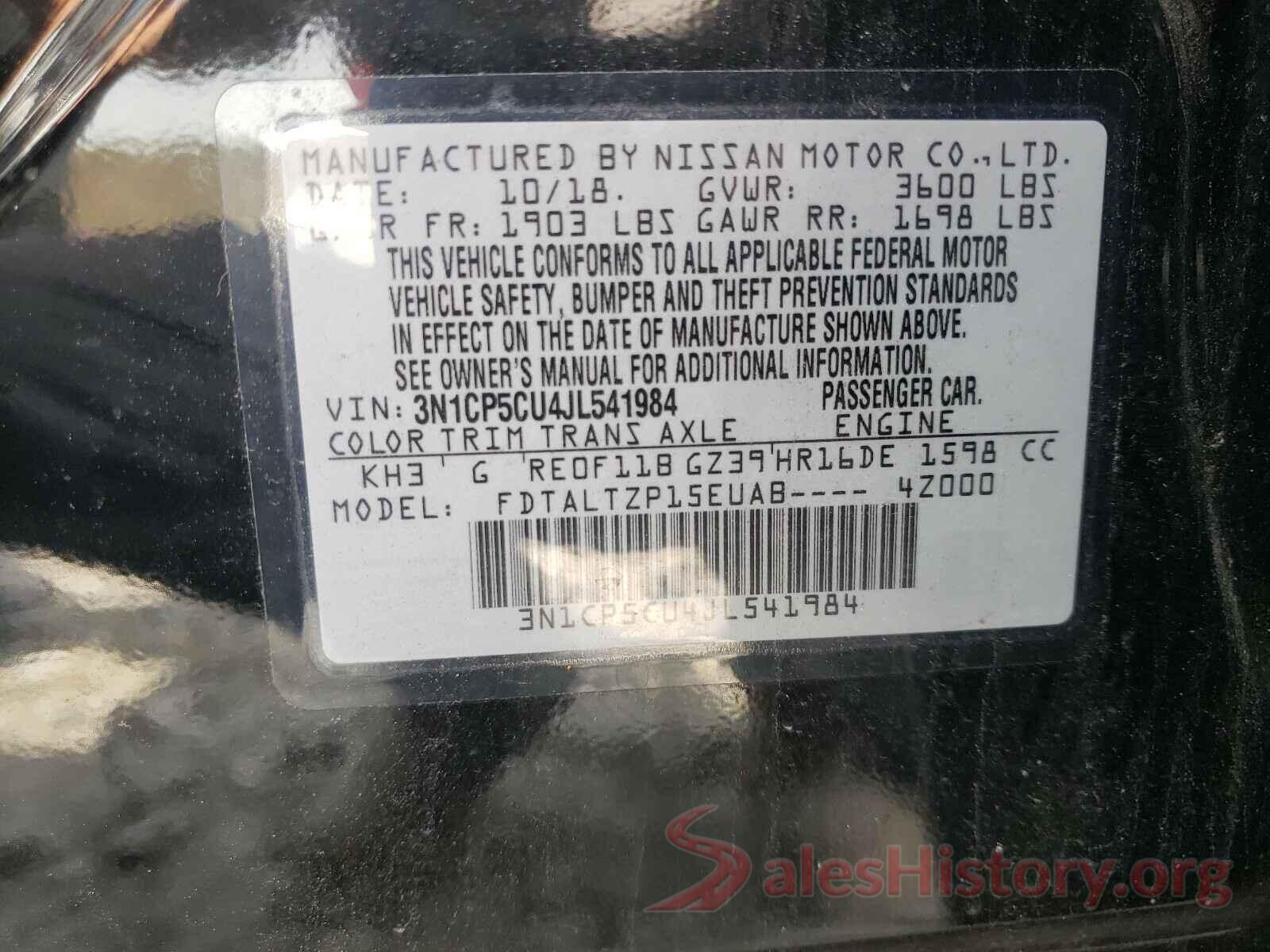 3N1CP5CU4JL541984 2018 NISSAN KICKS