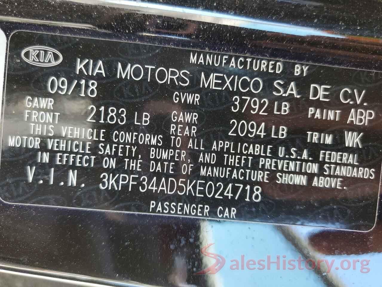 3KPF34AD5KE024718 2019 KIA FORTE