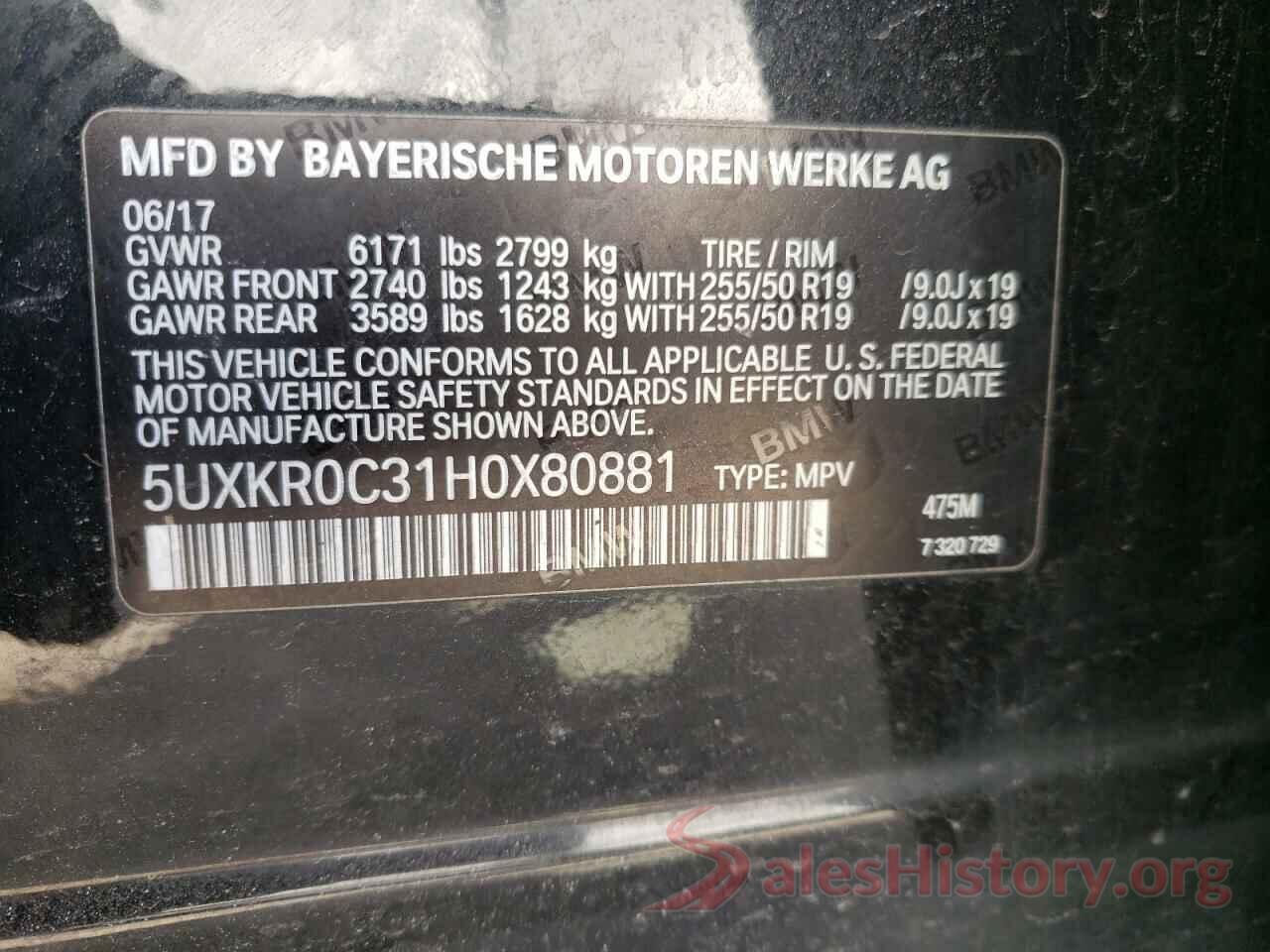 5UXKR0C31H0X80881 2017 BMW X5