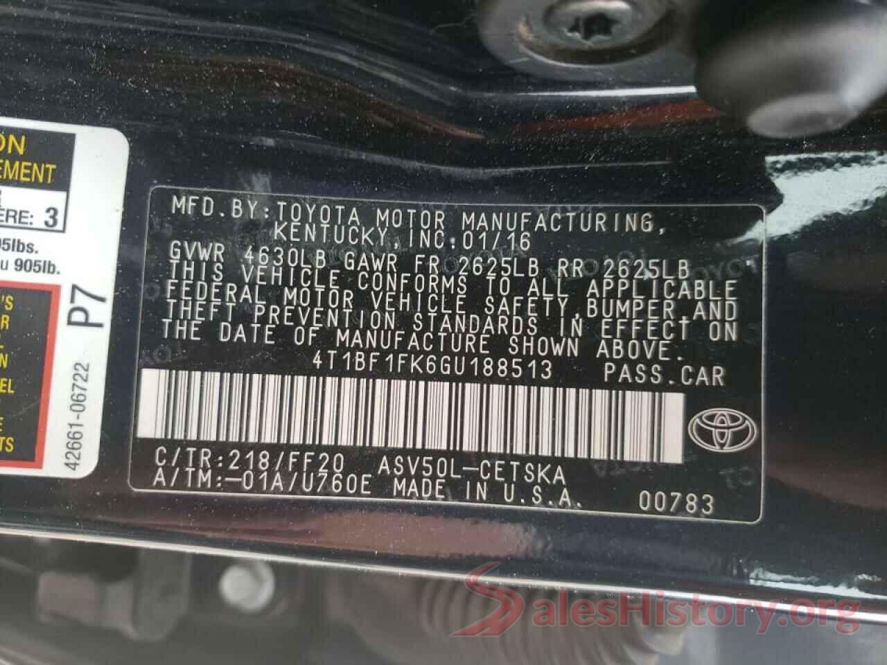 4T1BF1FK6GU188513 2016 TOYOTA CAMRY