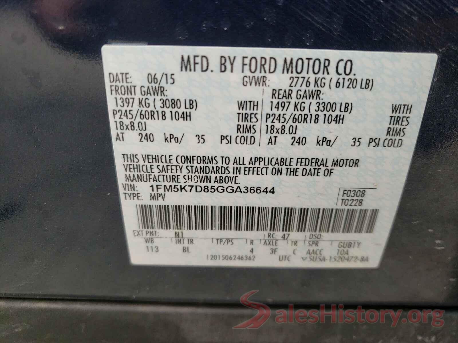 1FM5K7D85GGA36644 2016 FORD EXPLORER