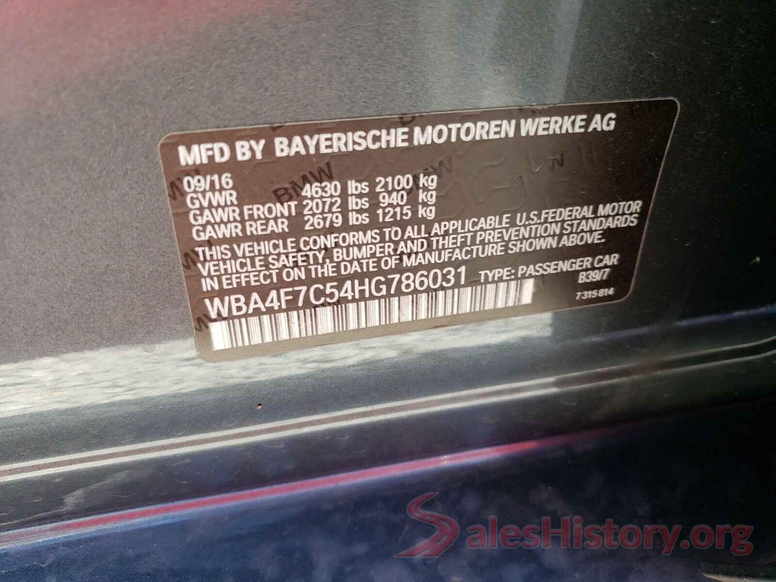 WBA4F7C54HG786031 2017 BMW 4 SERIES