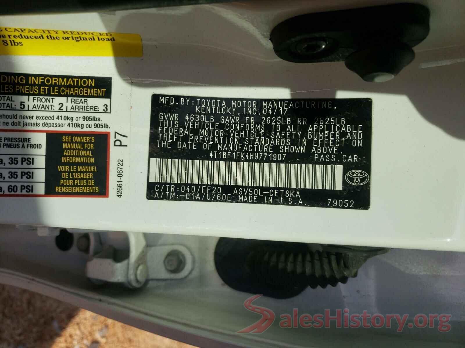 4T1BF1FK4HU771907 2017 TOYOTA CAMRY