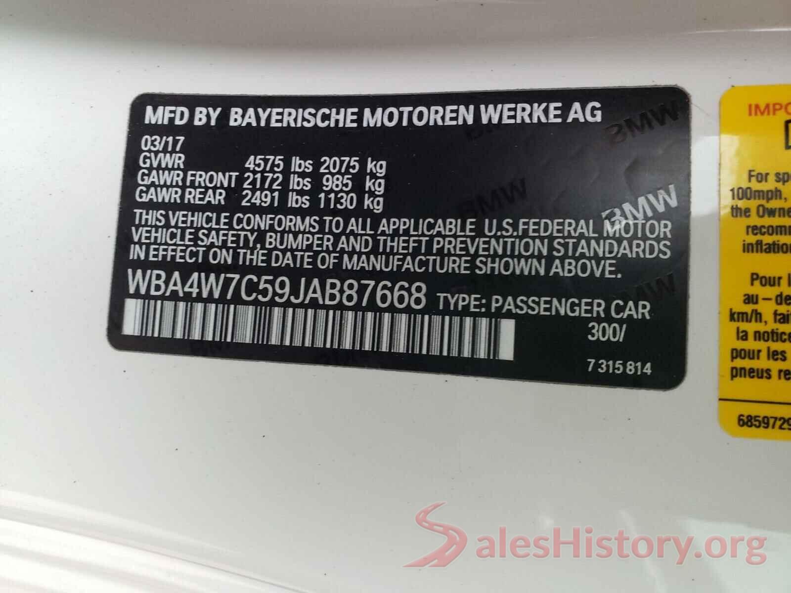 WBA4W7C59JAB87668 2018 BMW 4 SERIES