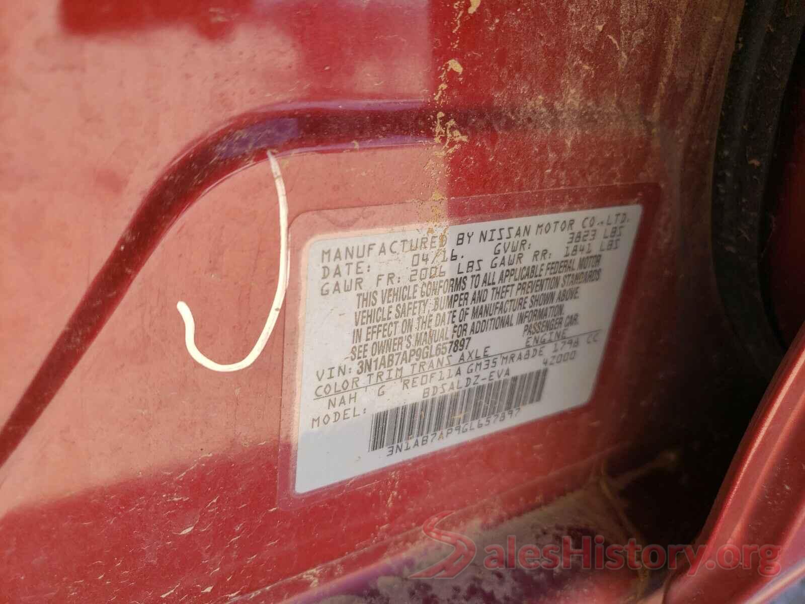 3N1AB7AP9GL657897 2016 NISSAN SENTRA