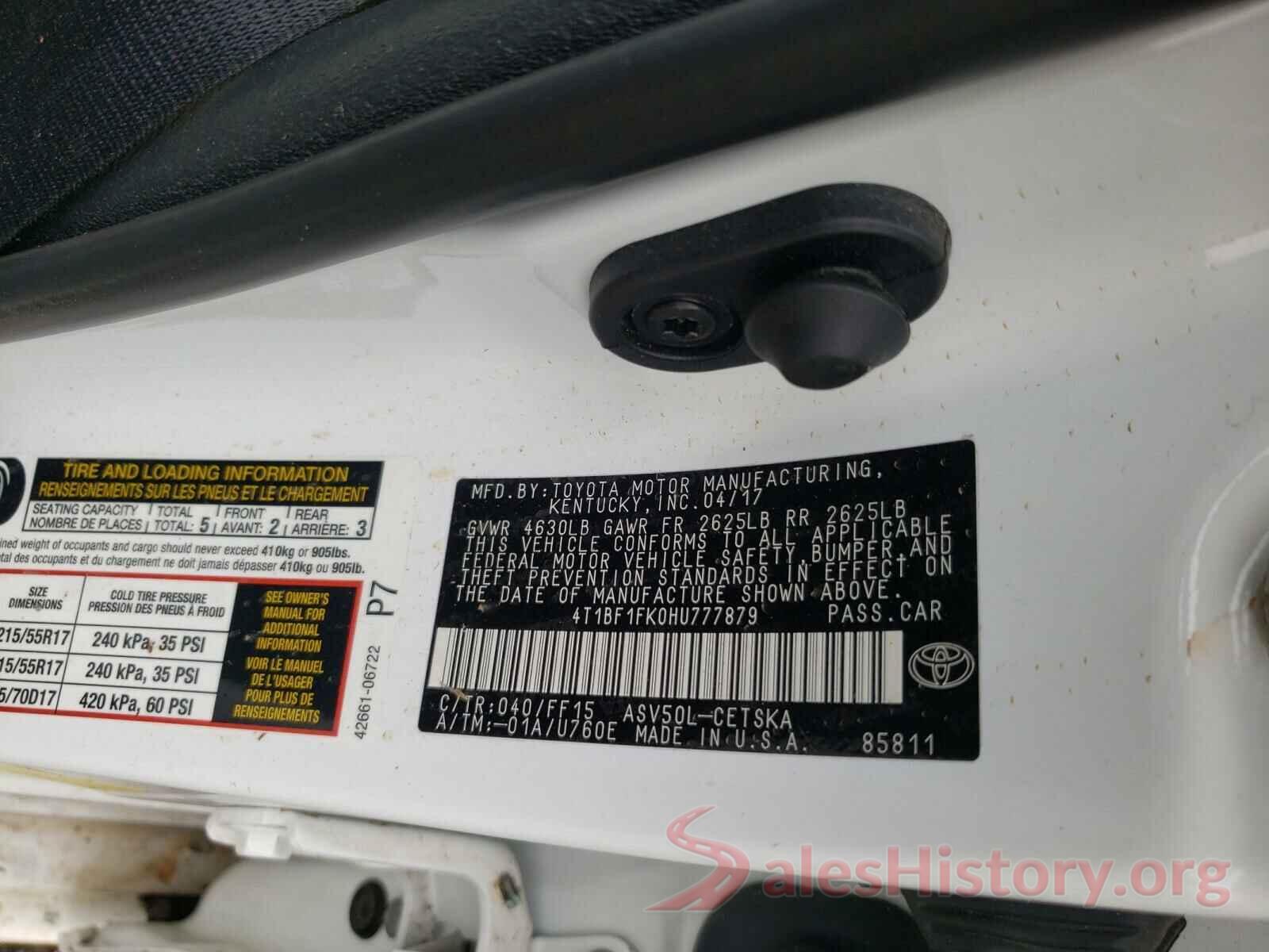 4T1BF1FK0HU777879 2017 TOYOTA CAMRY