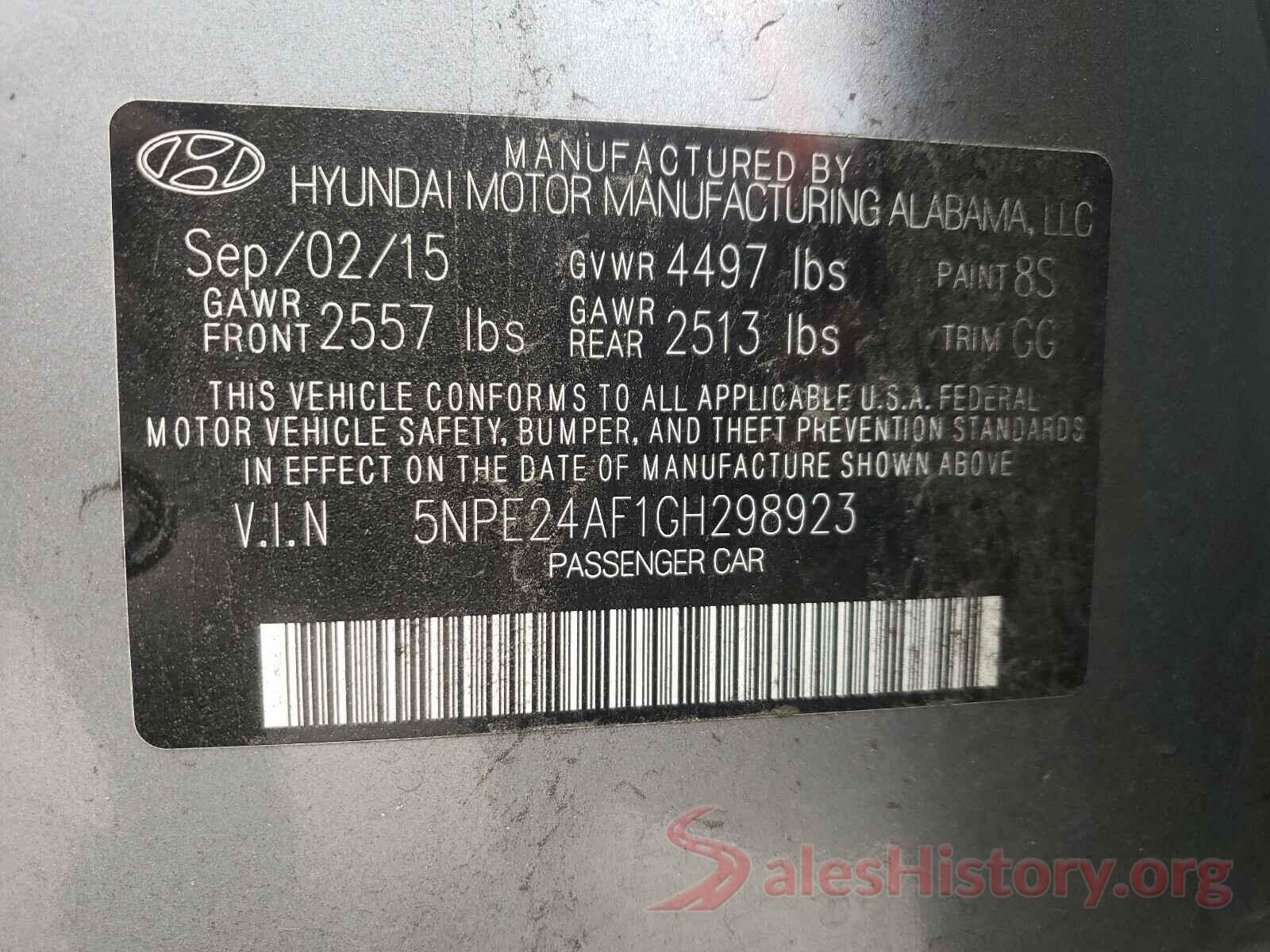 5NPE24AF1GH298923 2016 HYUNDAI SONATA