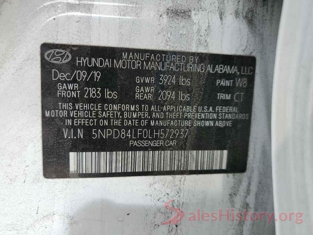 5NPD84LF0LH572937 2020 HYUNDAI ELANTRA