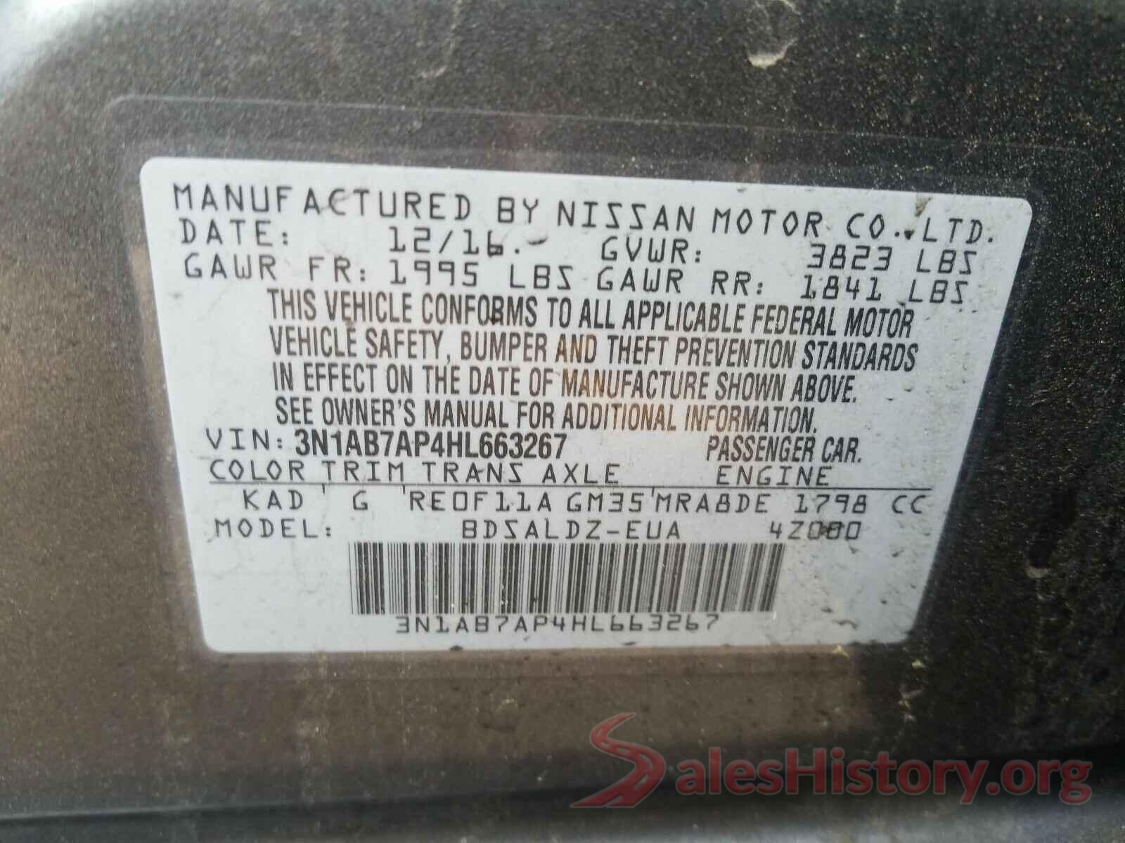 3N1AB7AP4HL663267 2017 NISSAN SENTRA