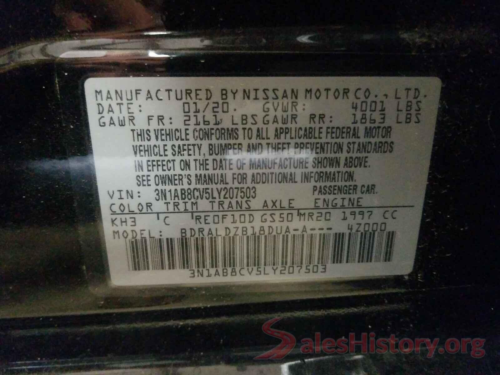 3N1AB8CV5LY207503 2020 NISSAN SENTRA