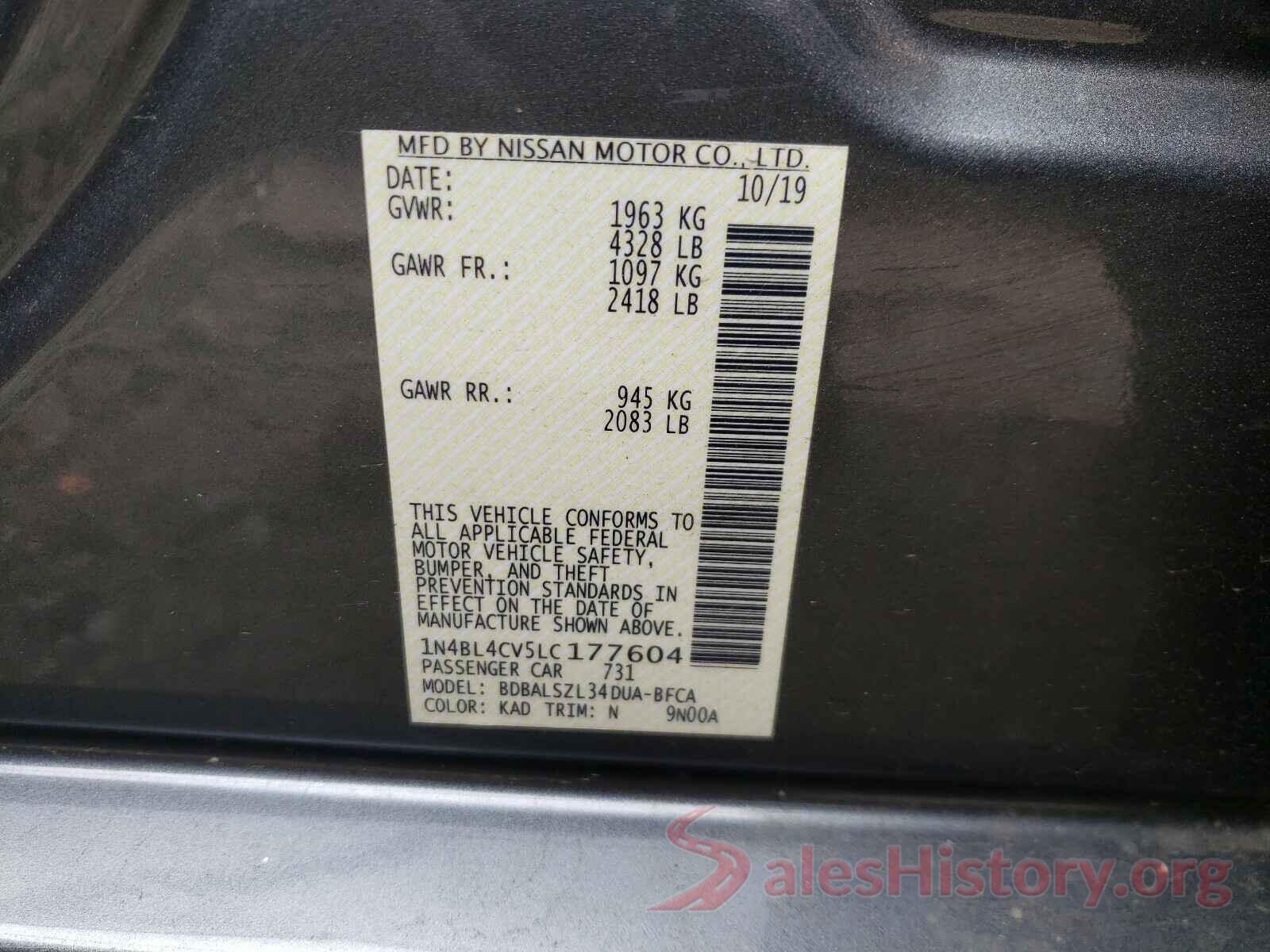 1N4BL4CV5LC177604 2020 NISSAN ALTIMA