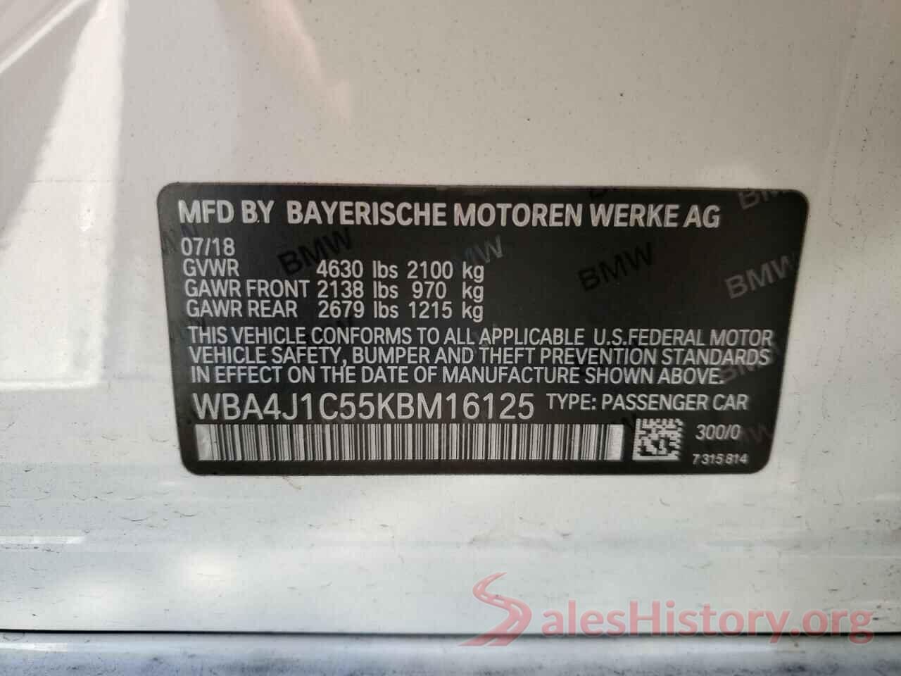 WBA4J1C55KBM16125 2019 BMW 4 SERIES