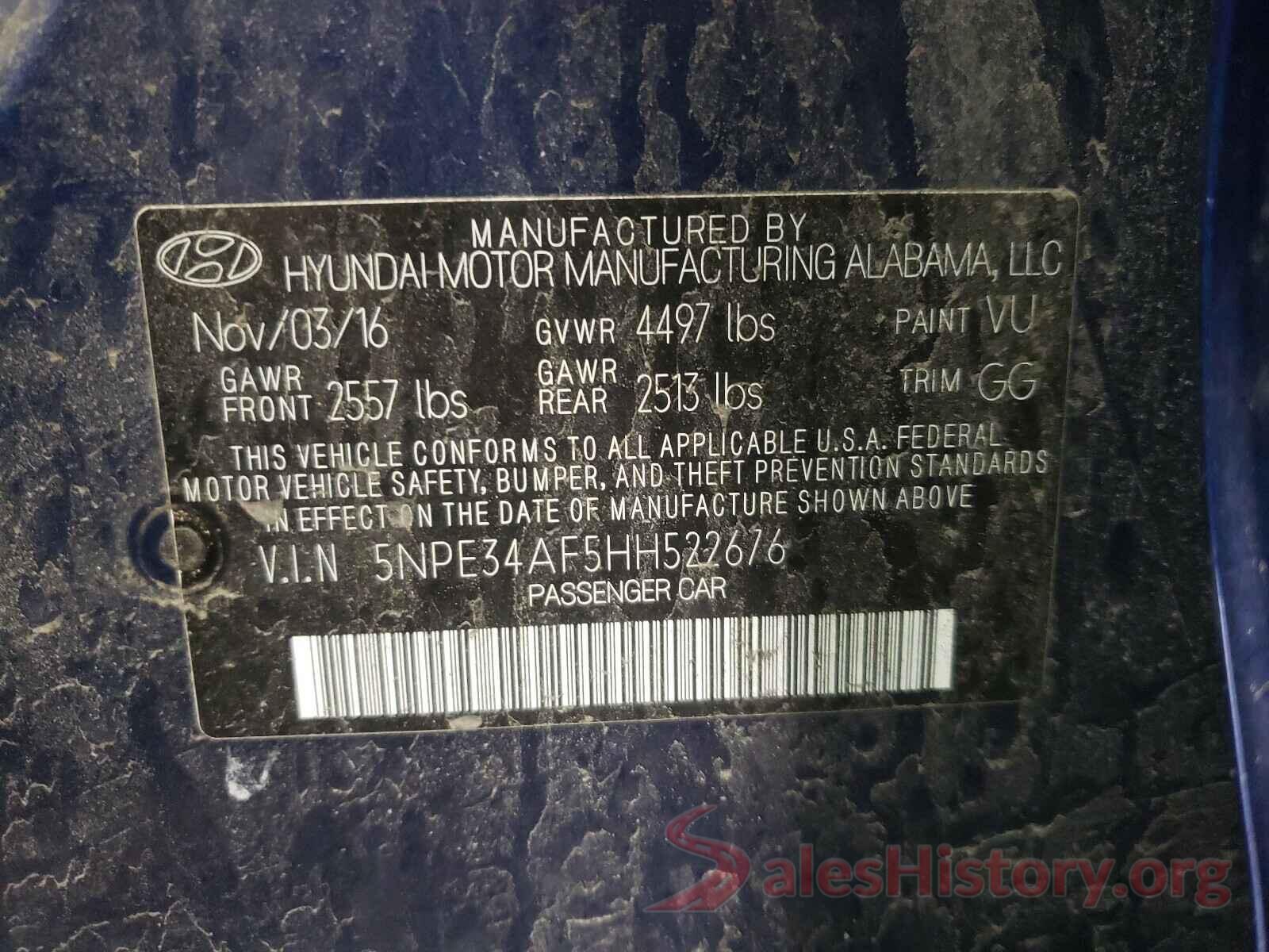 5NPE34AF5HH522676 2017 HYUNDAI SONATA