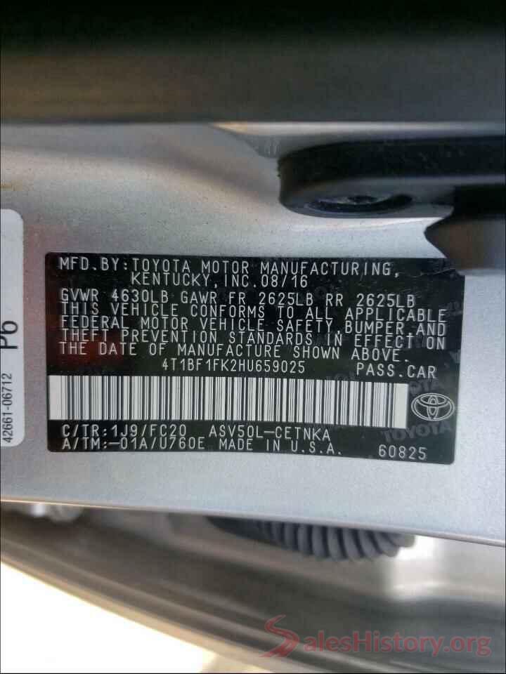 4T1BF1FK2HU659025 2017 TOYOTA CAMRY