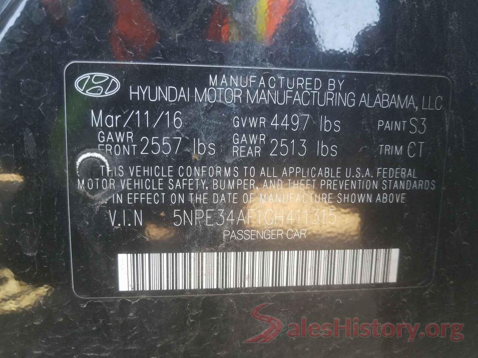 5NPE34AF1GH411315 2016 HYUNDAI SONATA