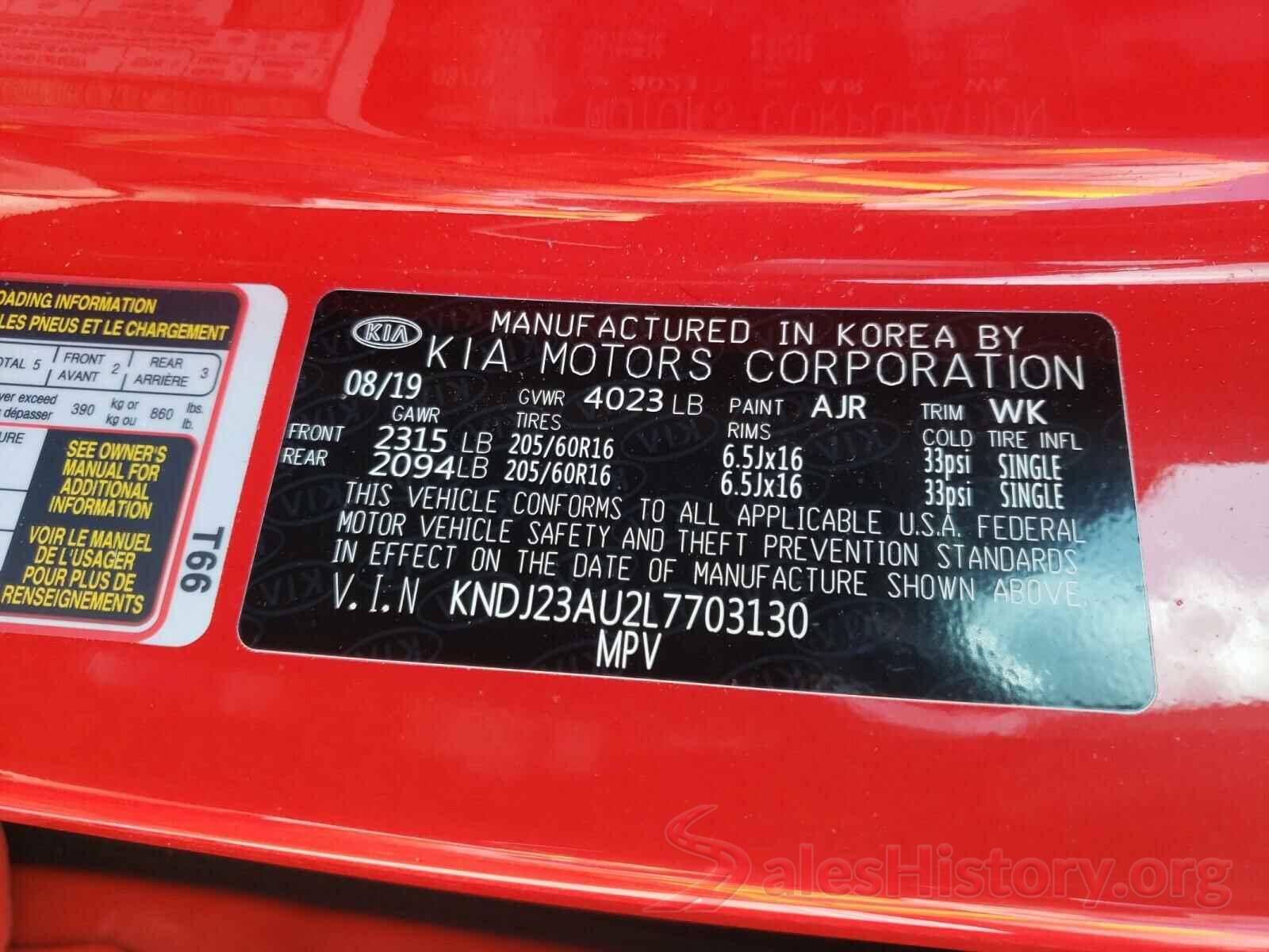 KNDJ23AU2L7703130 2020 KIA SOUL