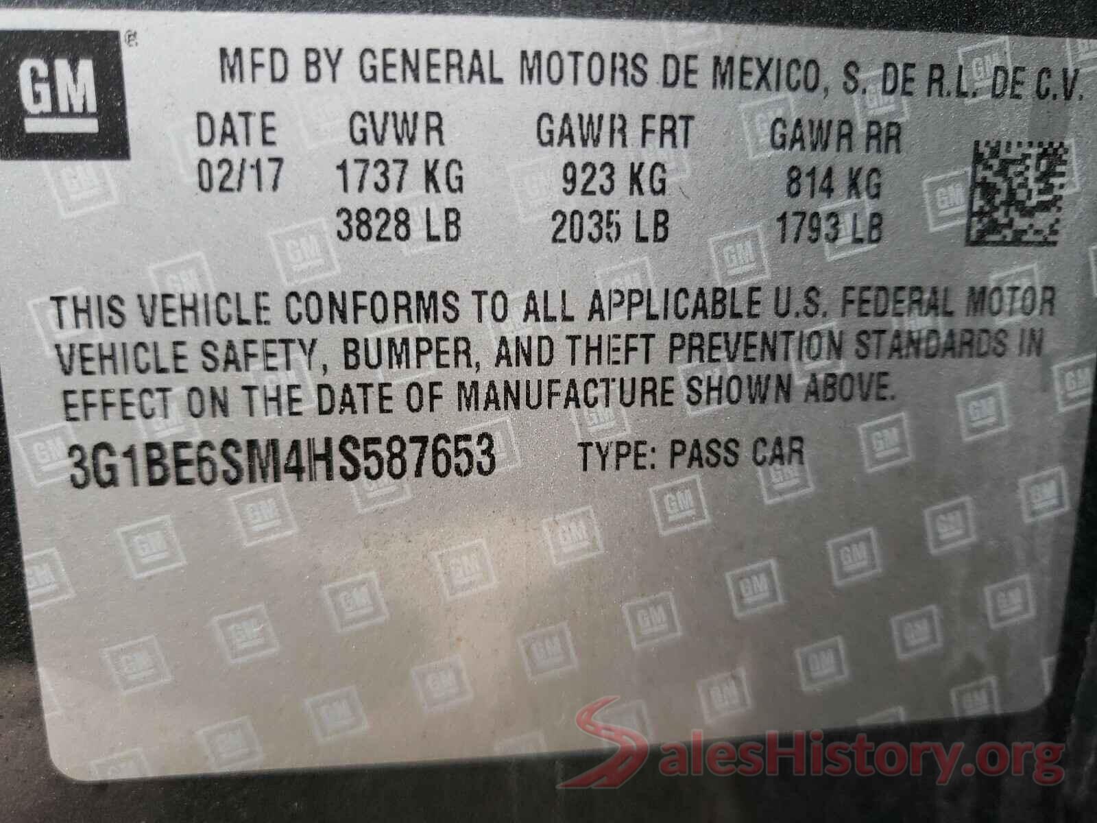 3G1BE6SM4HS587653 2017 CHEVROLET CRUZE