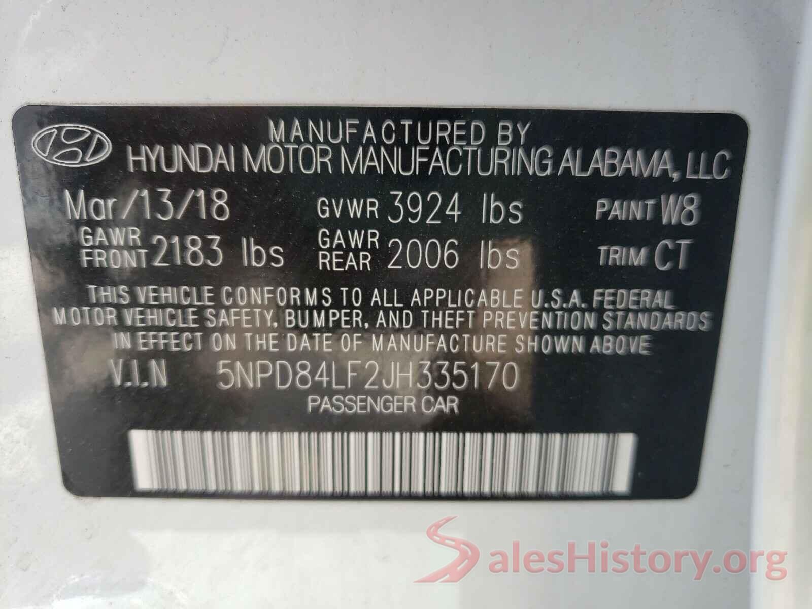 5NPD84LF2JH335170 2018 HYUNDAI ELANTRA