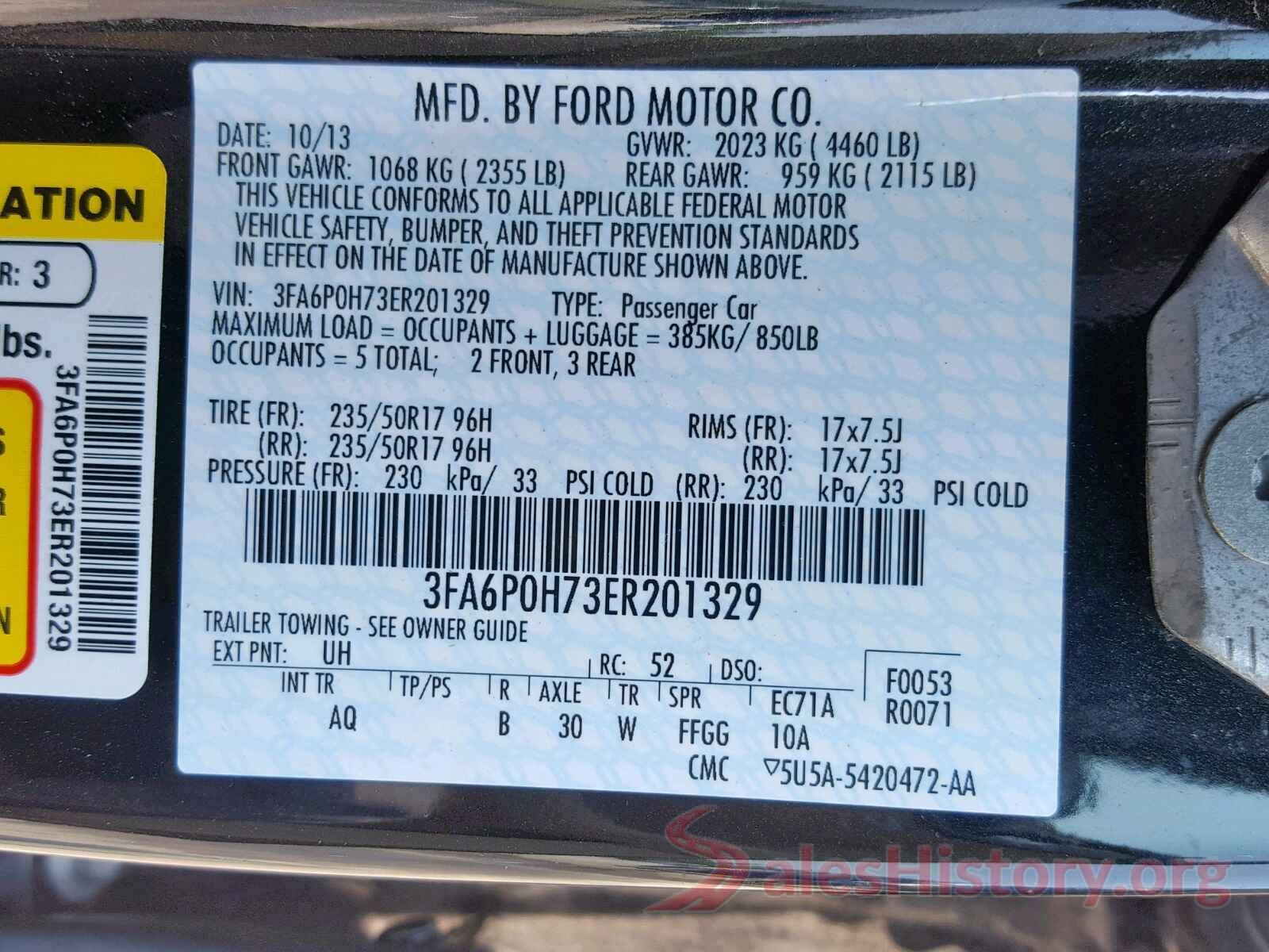 3FA6P0H73ER201329 2014 FORD FUSION SE