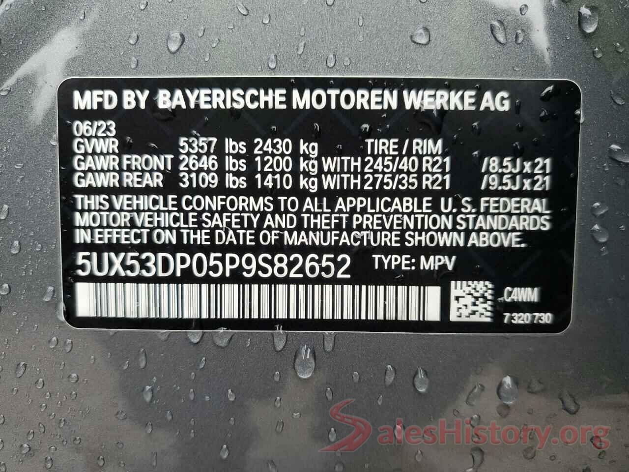 5UX53DP05P9S82652 2023 BMW X3