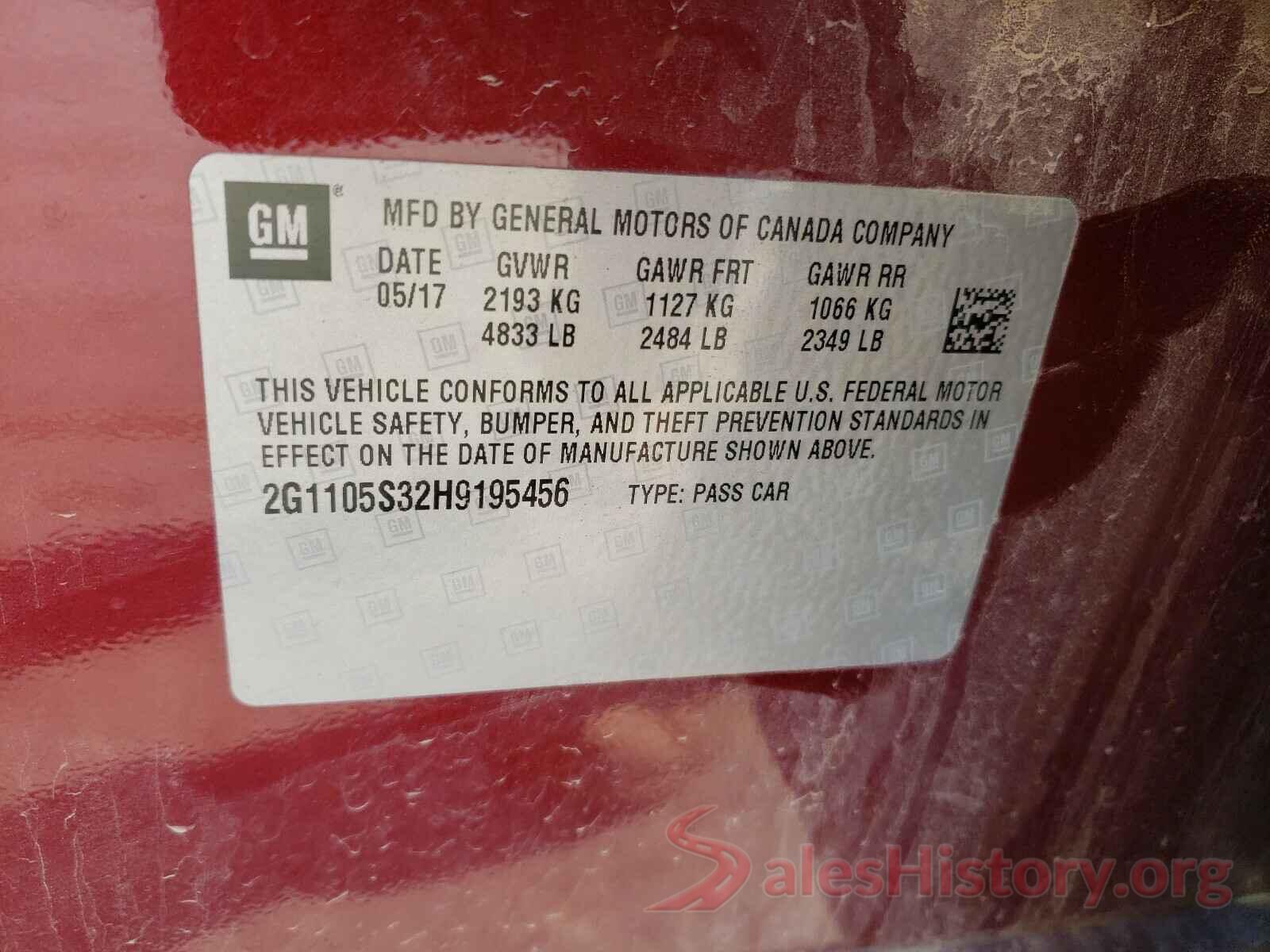 2G1105S32H9195456 2017 CHEVROLET IMPALA