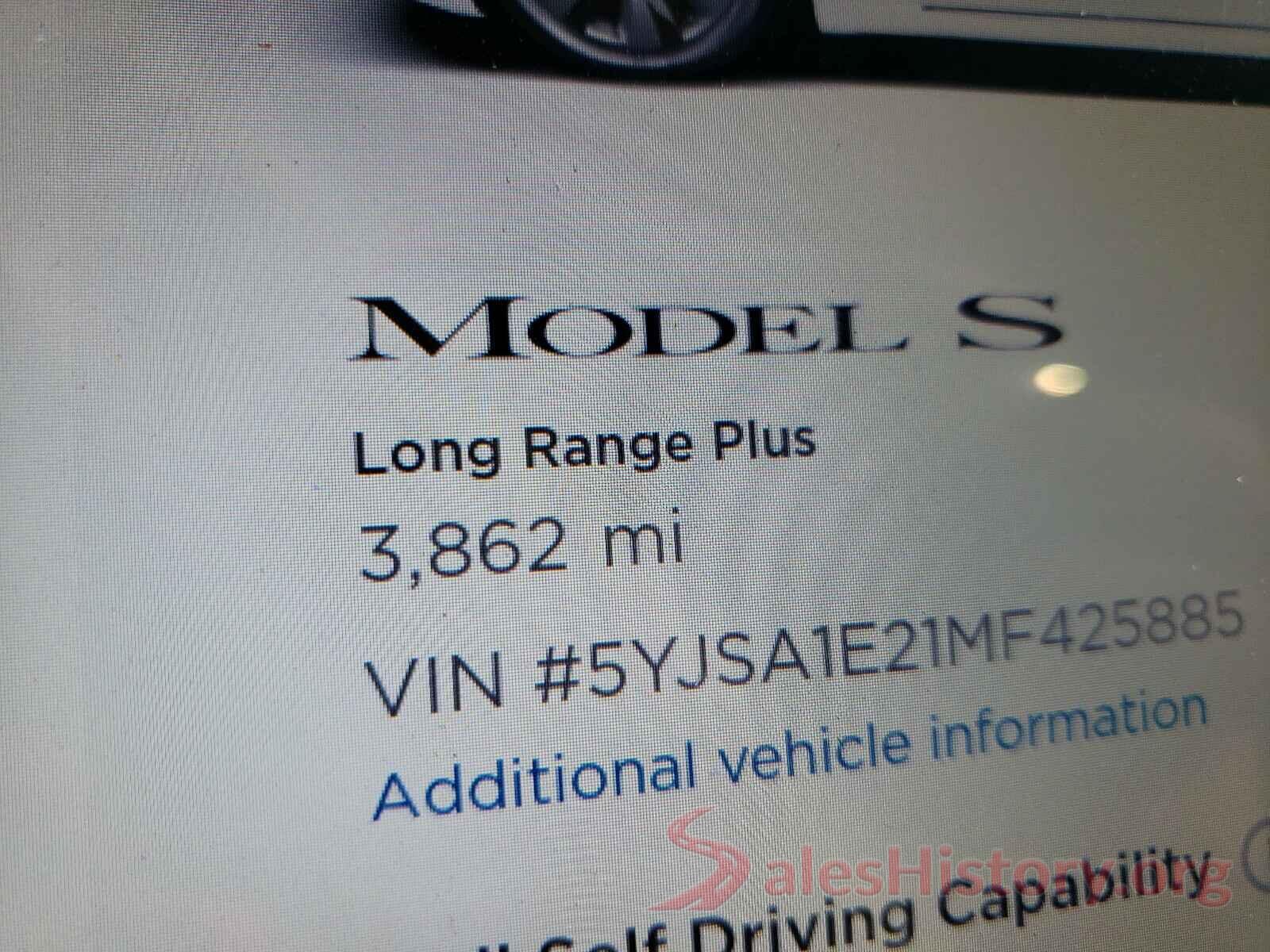 5YJSA1E21MF425885 2021 TESLA MODEL S