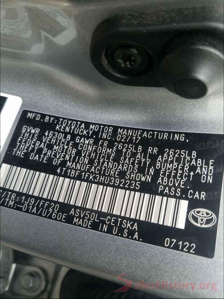 4T1BF1FK3HU392235 2017 TOYOTA CAMRY