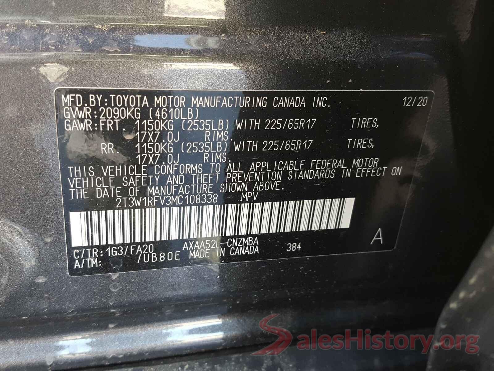 2T3W1RFV3MC108338 2021 TOYOTA RAV4