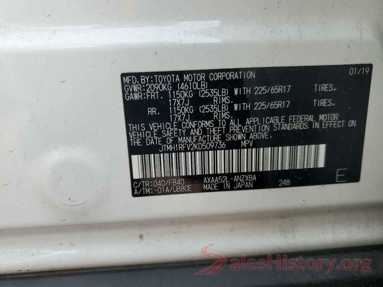 JTMH1RFV2KD509736 2019 TOYOTA RAV4