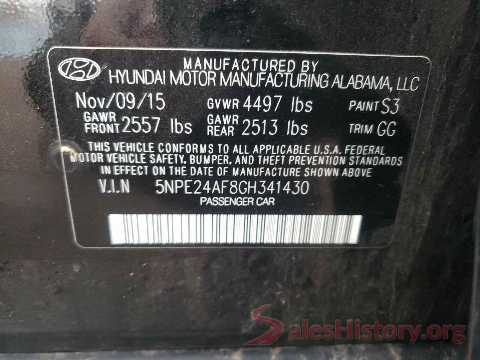 5NPE24AF8GH341430 2016 HYUNDAI SONATA