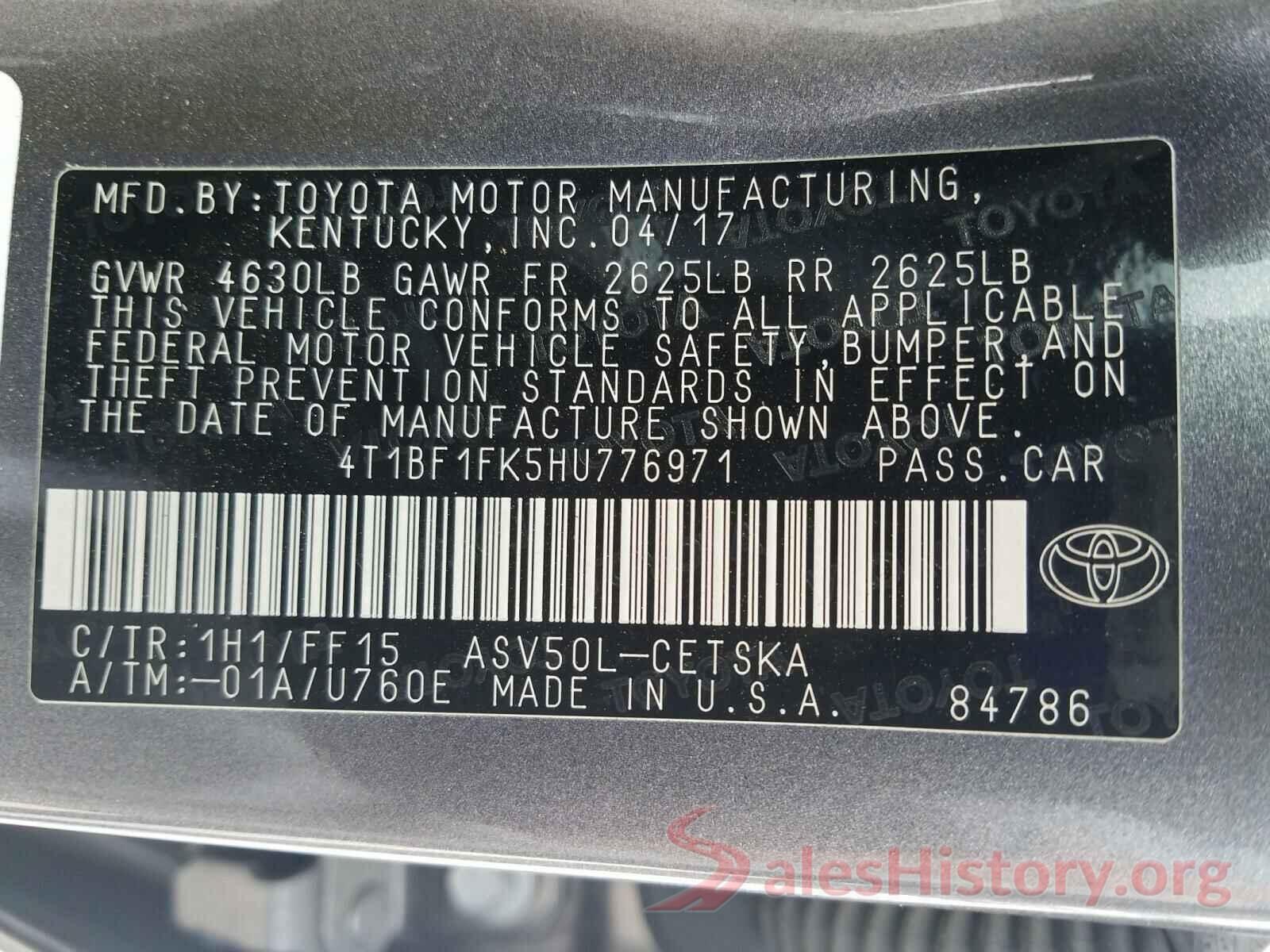 4T1BF1FK5HU776971 2017 TOYOTA CAMRY