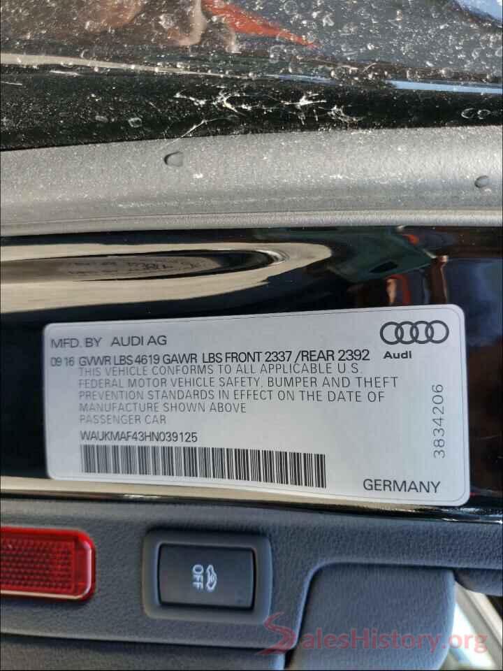 WAUKMAF43HN039125 2017 AUDI A4