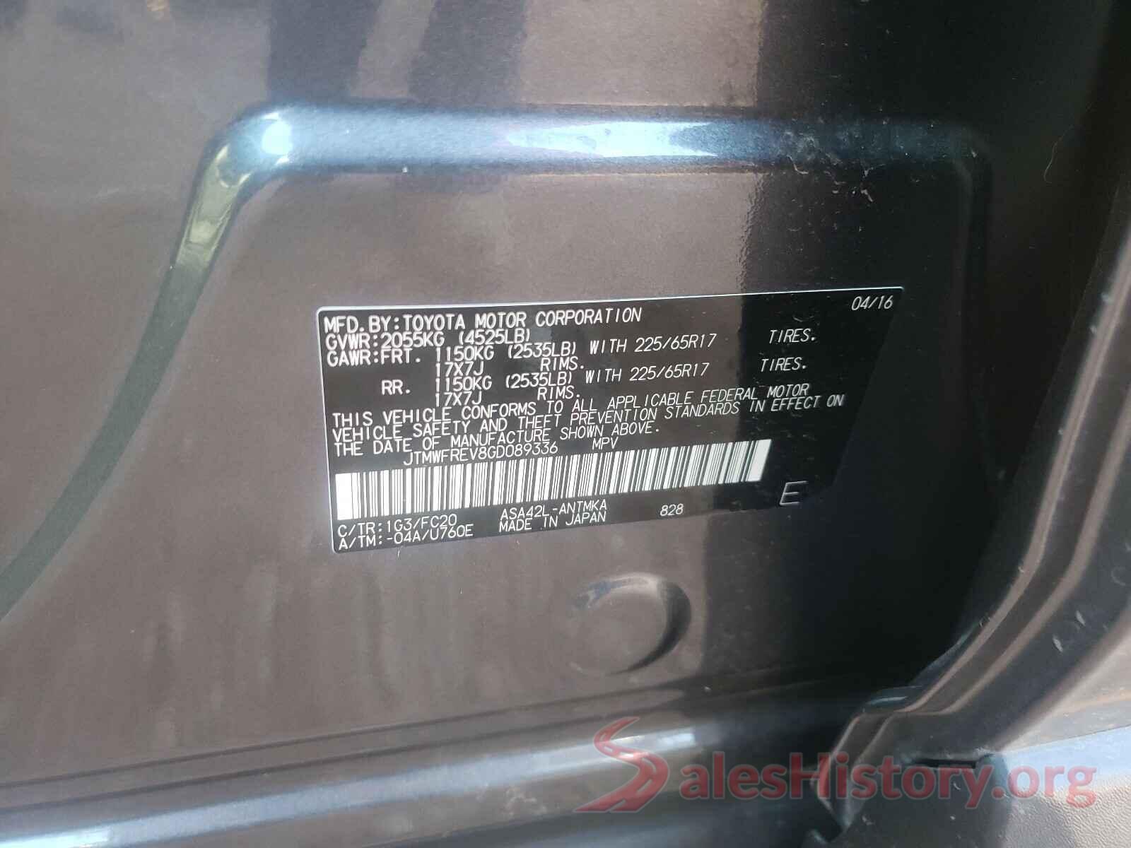 JTMWFREV8GD089336 2016 TOYOTA RAV4