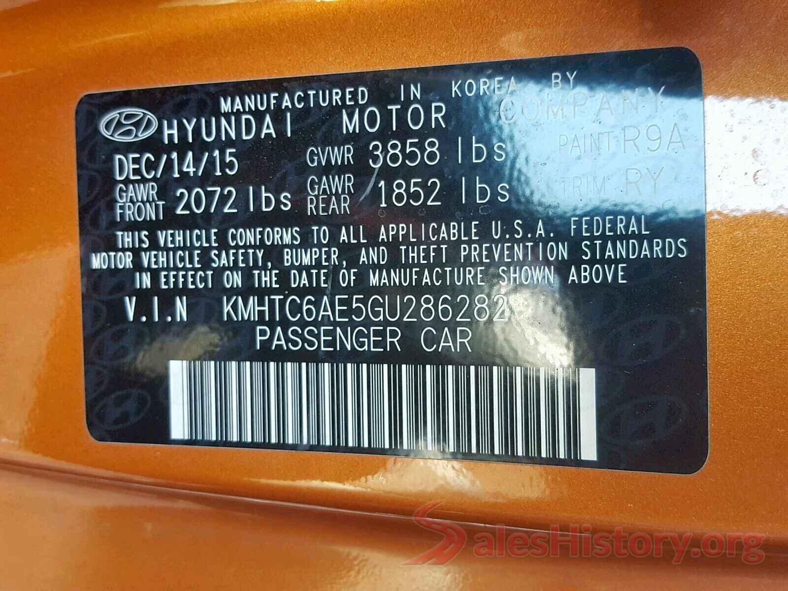 KMHTC6AE5GU286282 2016 HYUNDAI VELOSTER