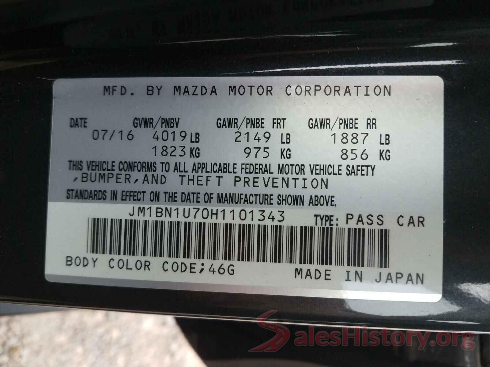 JM1BN1U70H1101343 2017 MAZDA 3