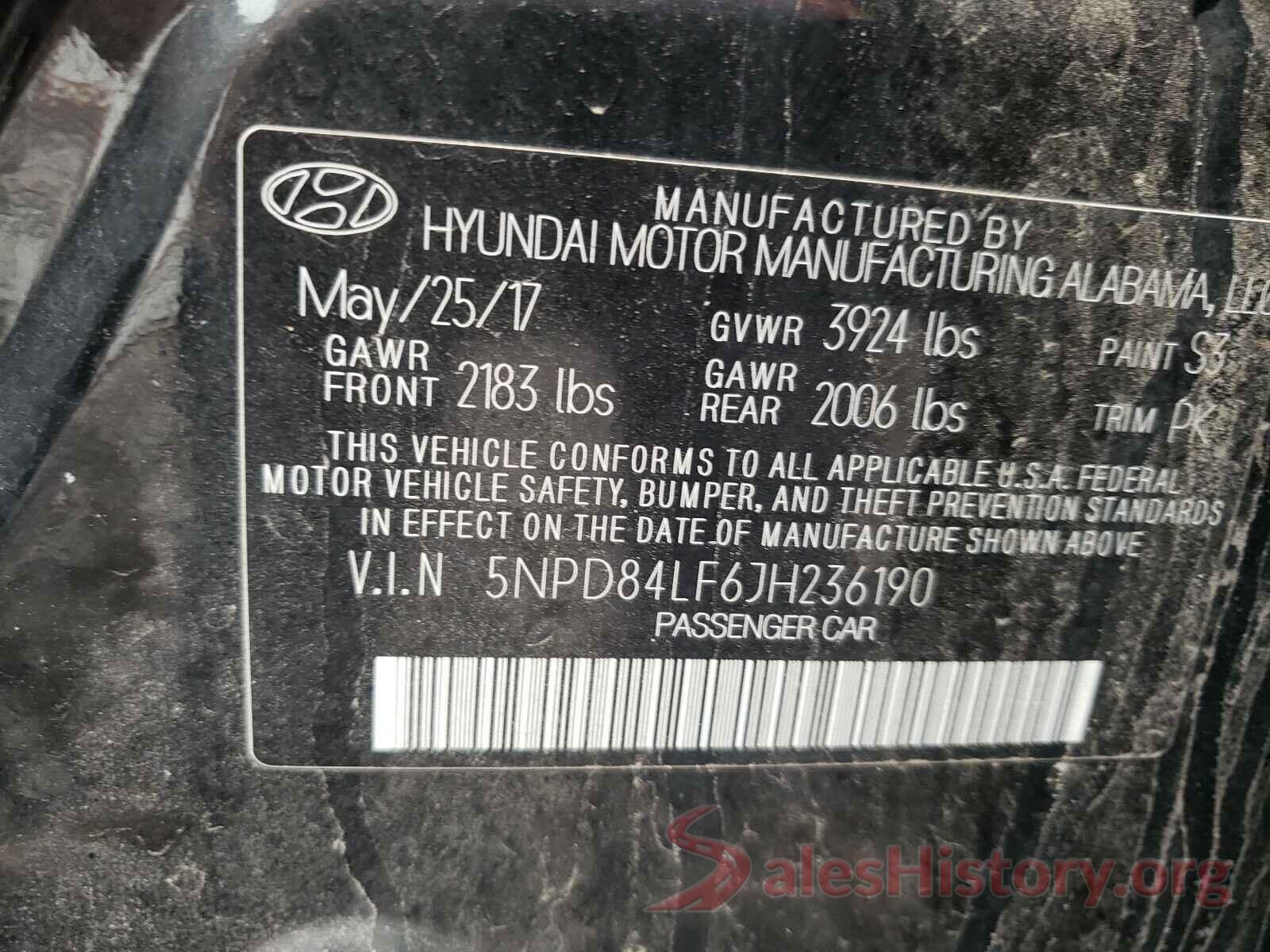 5NPD84LF6JH236190 2018 HYUNDAI ELANTRA