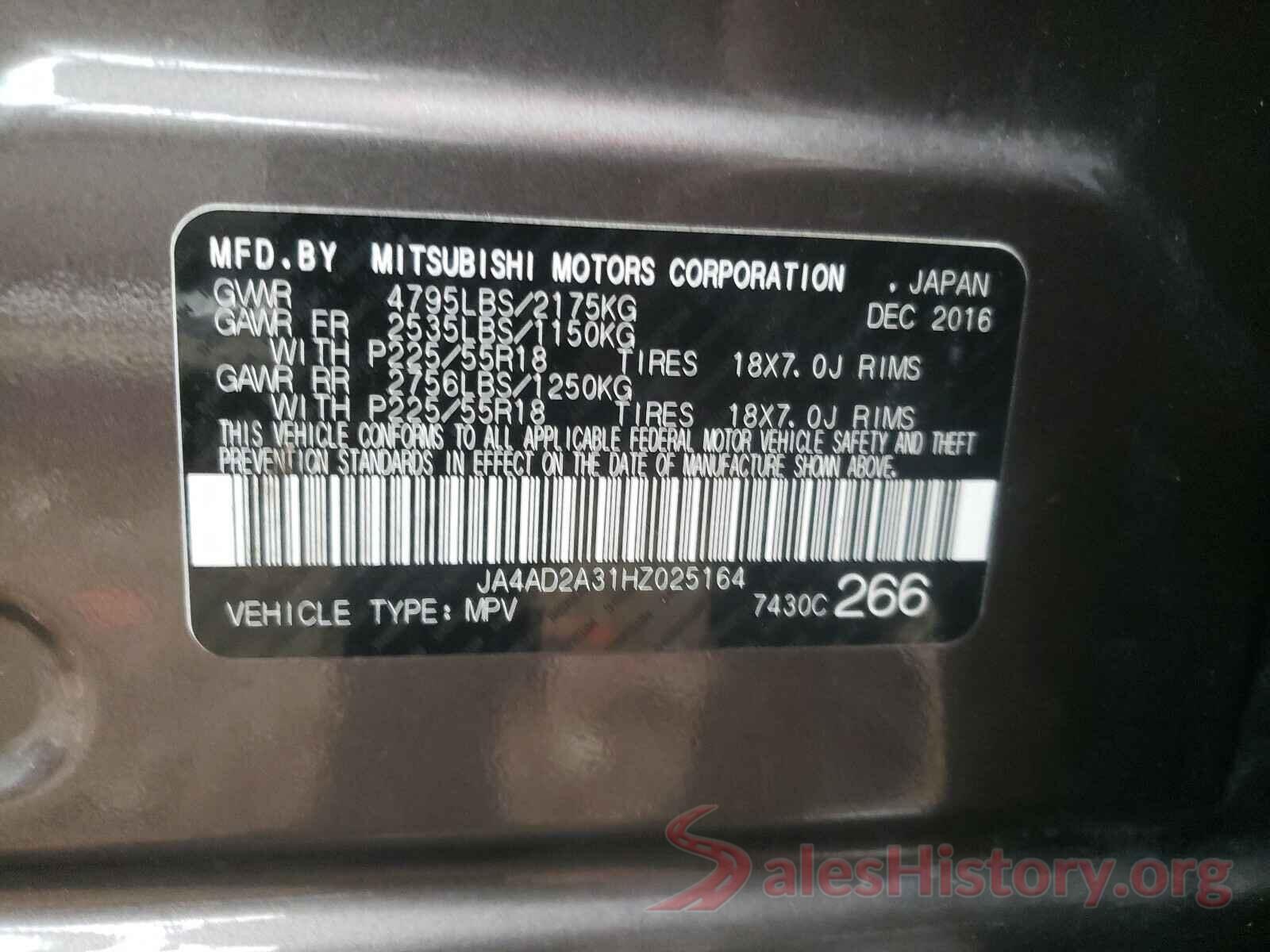 JA4AD2A31HZ025164 2017 MITSUBISHI OUTLANDER