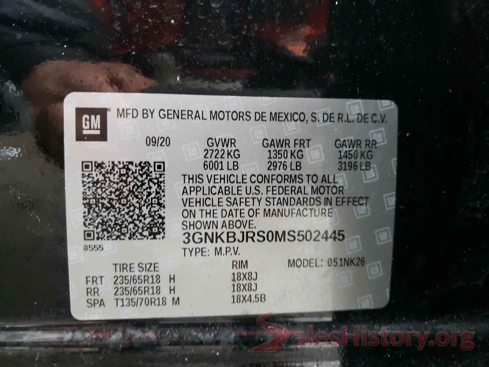 3GNKBJRS0MS502445 2021 CHEVROLET BLAZER