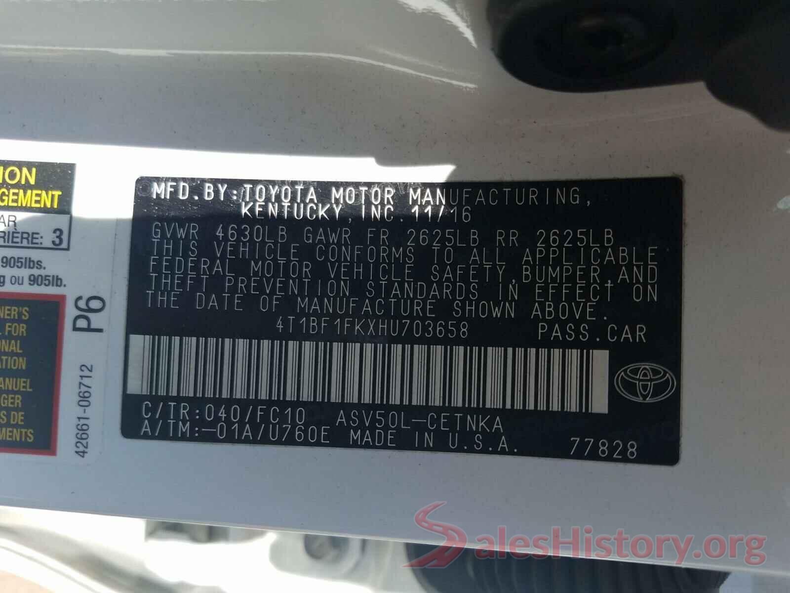 4T1BF1FKXHU703658 2017 TOYOTA CAMRY