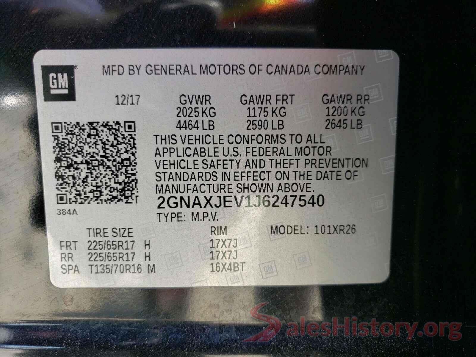 2GNAXJEV1J6247540 2018 CHEVROLET EQUINOX