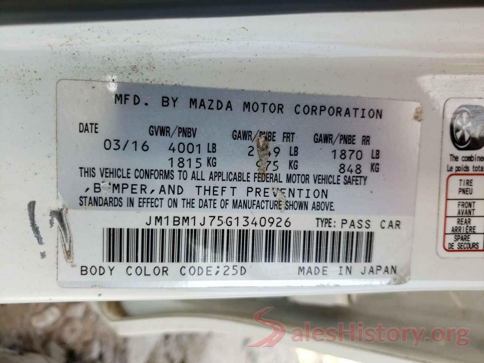 JM1BM1J75G1340926 2016 MAZDA 3