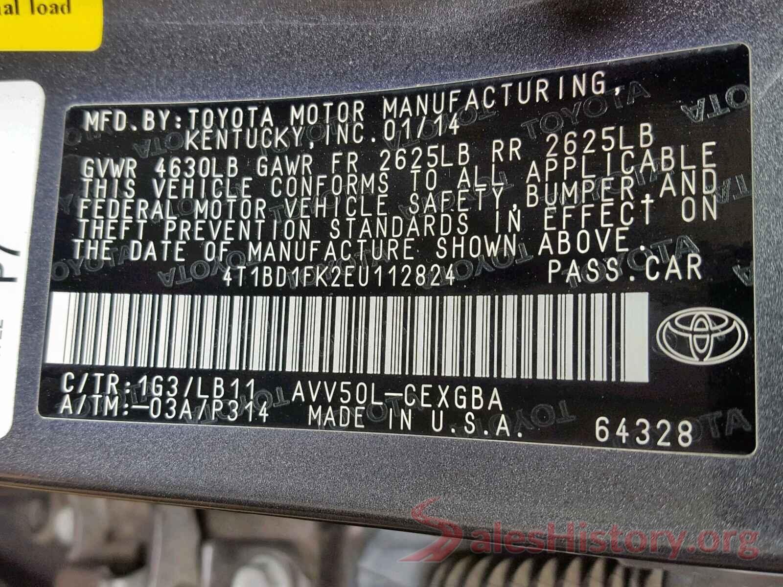 4T1BD1FK2EU112824 2014 TOYOTA CAMRY