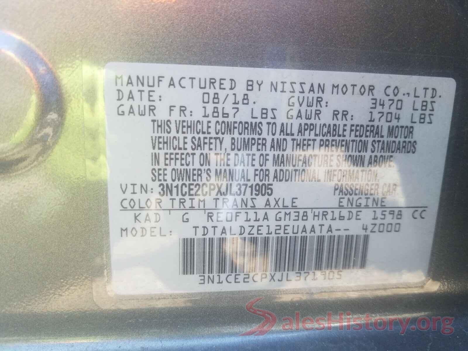 3N1CE2CPXJL371905 2018 NISSAN VERSA