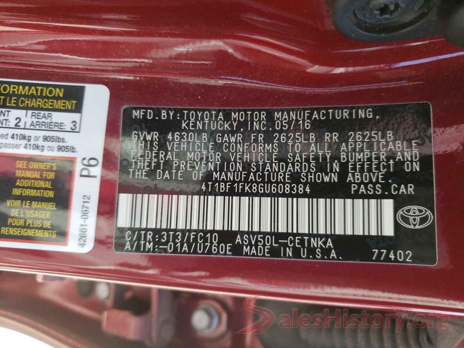 4T1BF1FK8GU608384 2016 TOYOTA CAMRY