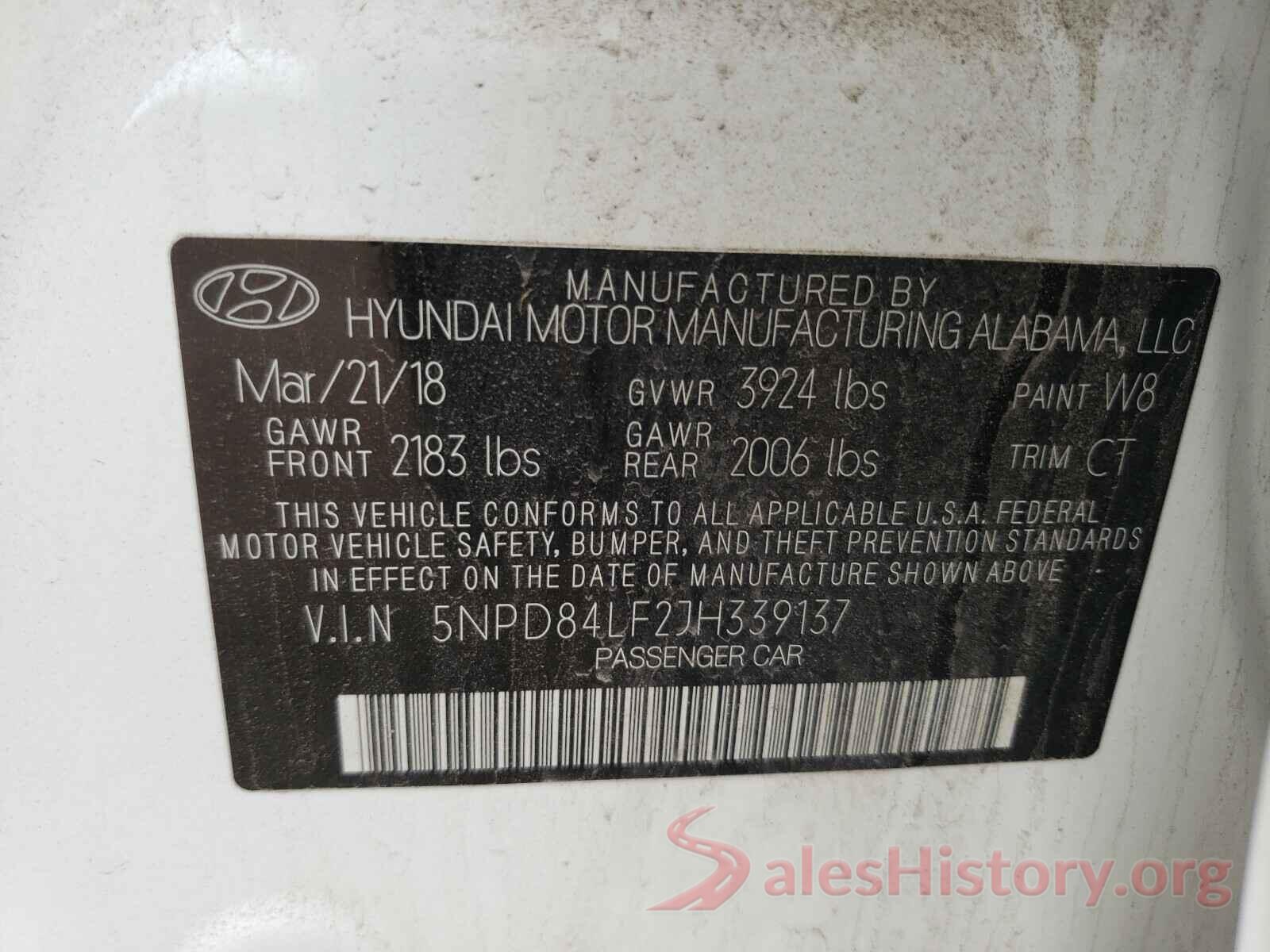 5NPD84LF2JH339137 2018 HYUNDAI ELANTRA