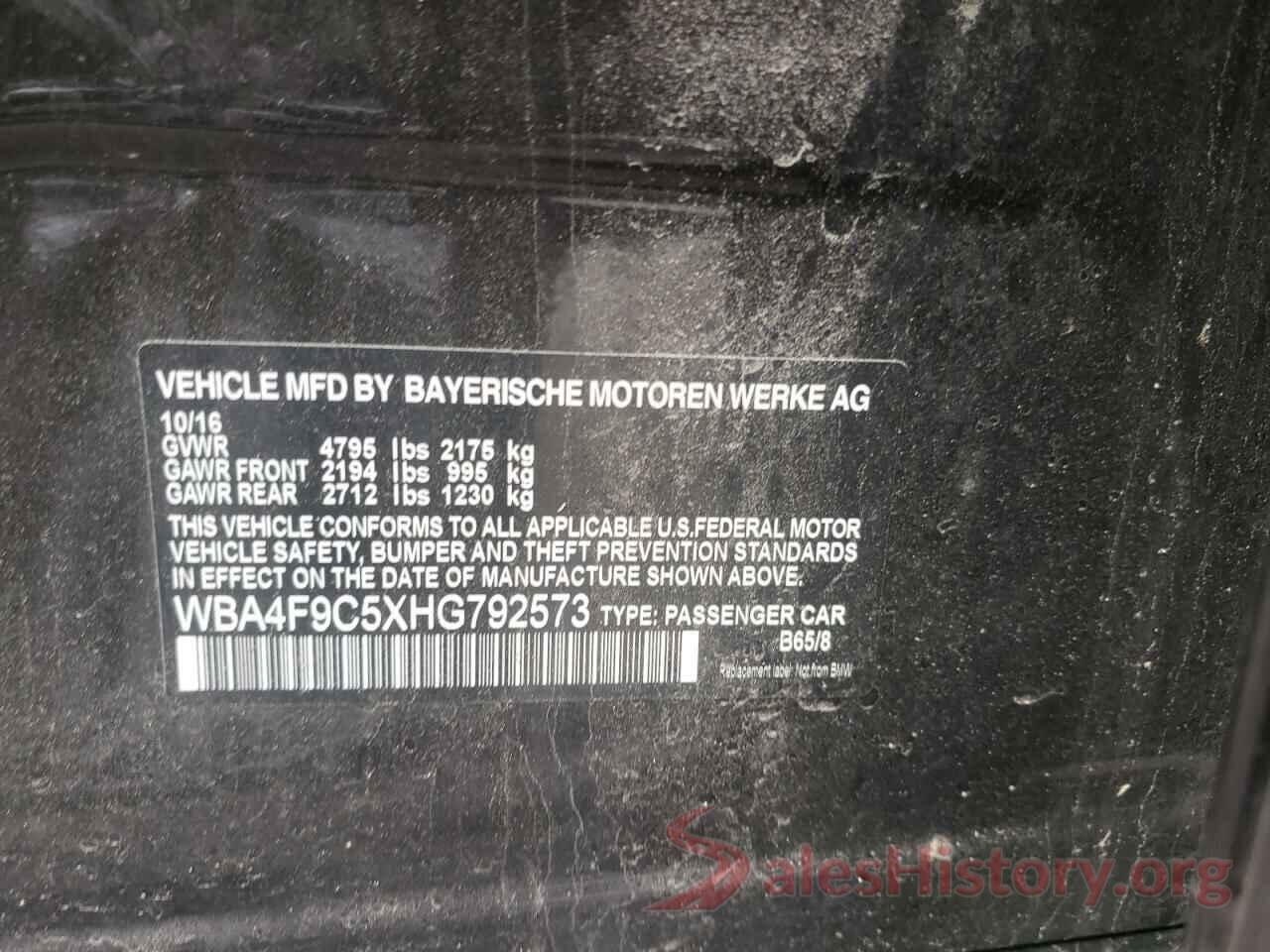 WBA4F9C5XHG792573 2017 BMW 4 SERIES