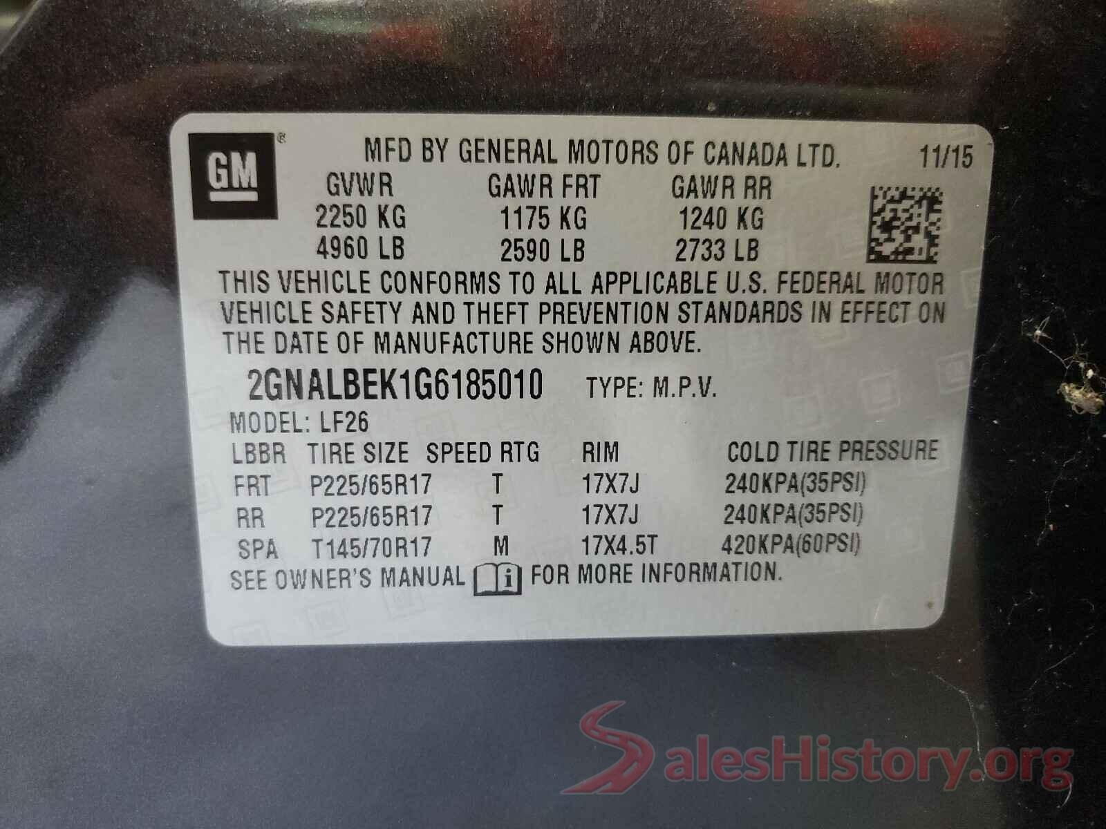 2GNALBEK1G6185010 2016 CHEVROLET EQUINOX